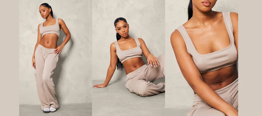 Taupe Scoop Neck Crop Top
