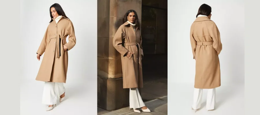 Wool Blend Belted Longline Coat