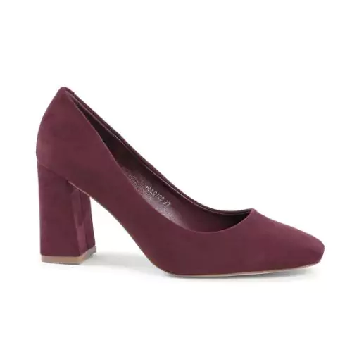 Preloved Suede Block Heel Pumps - Bordeaux