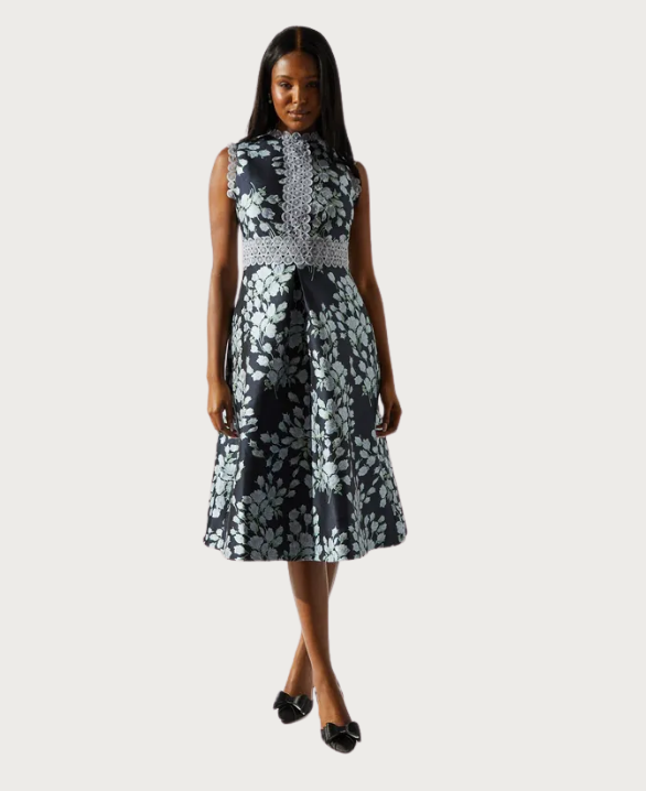 Lace Trim Skater Dress