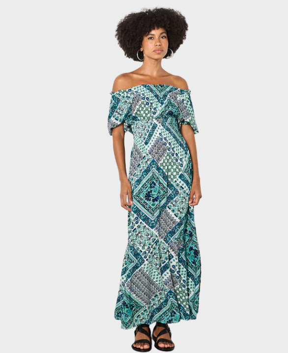 Boho Folk Print Maxi Dress