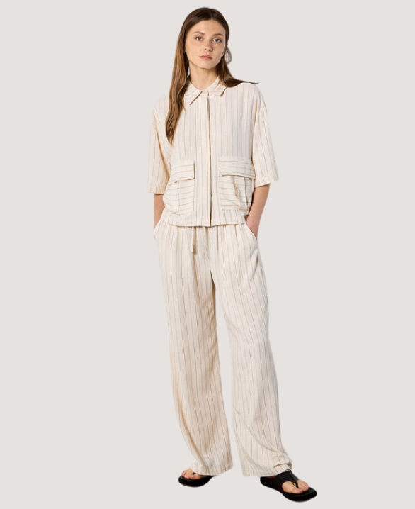 Pinstripe Linen Blend Shirt