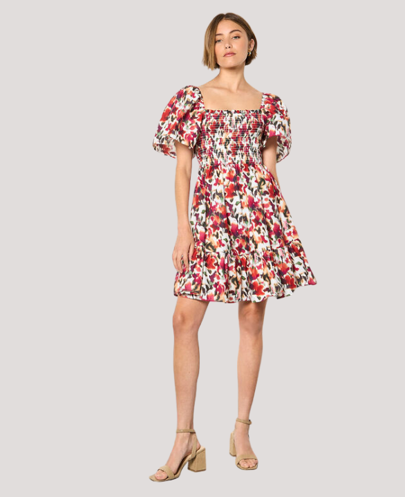 Pure Cotton Blurred Ikat Mini Dress
