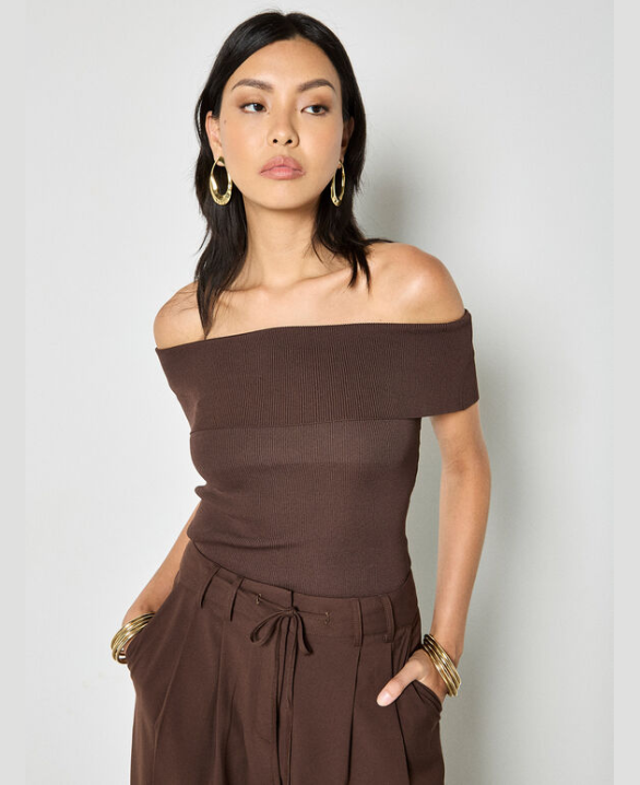 Rib Knit Bardot Top