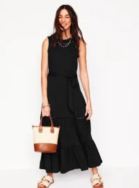 Mila tiered jersey dress with trim