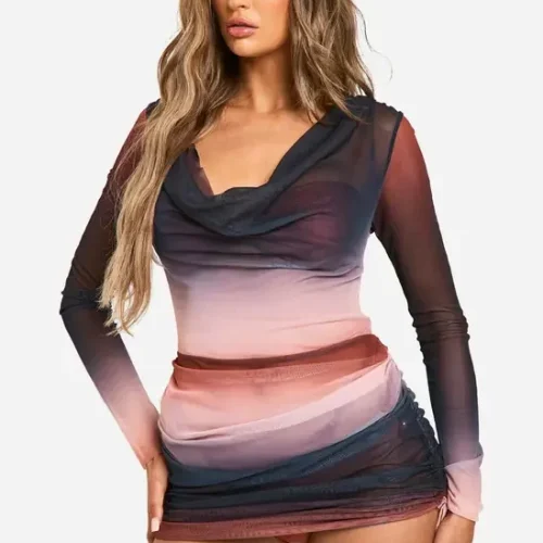 Ombre Cowl Neck Beach Dress (1)