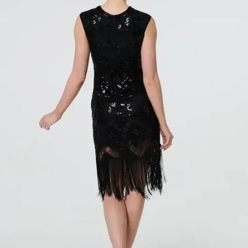 Sequin Embellished Tassel Midi Dress (2)